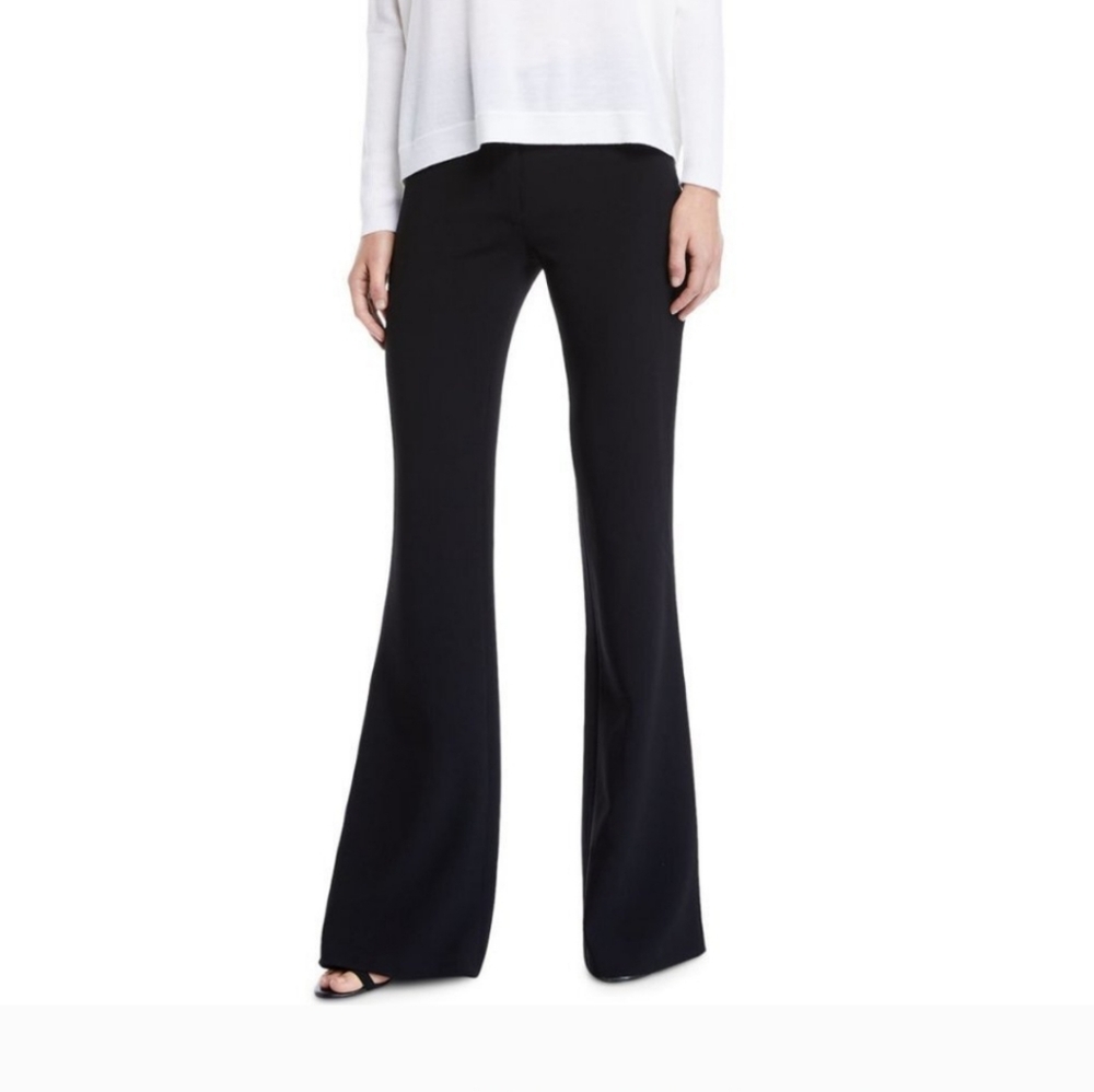 DVF Y2K Womens Garnett black trousers Flare crepe Pants satin Office Siren Sz 2